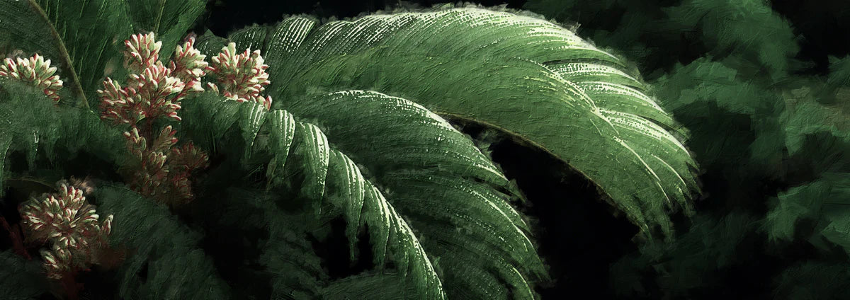 Deep Forest Fern Mural Wallpaper — Impressionistic Oil Painting Mural Wallpaper - room preview 04