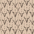Vintage Cow Skull Western Mural Wallpaper —Rustic Beige Pattern Mural Wallpaper - room preview 04