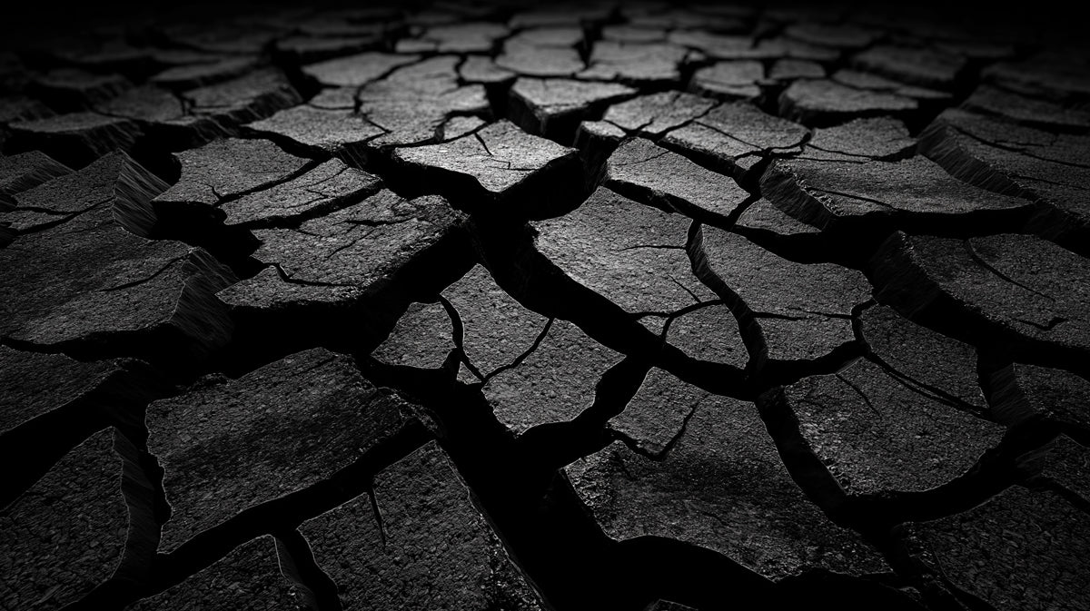 Cracked Earth Monochrome Mural Wallpaper — Industrial Abstract Art Mural Wallpaper - room preview 04