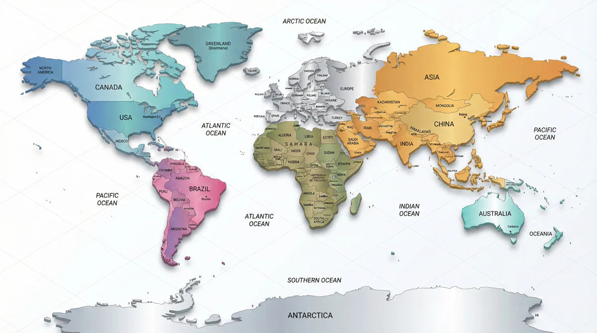 World Map Geographic Mural Wallpaper — Modern Educational Decor Mural Wallpaper - room preview 04