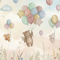Floating Forest Friends Mural Wallpaper — Whimsical Nursery Decor Mural Wallpaper - room preview 04