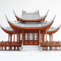 Chinese Pavilion Architectural Sketch Mural Wallpaper in Burnt Red Mural Wallpaper - room preview 04