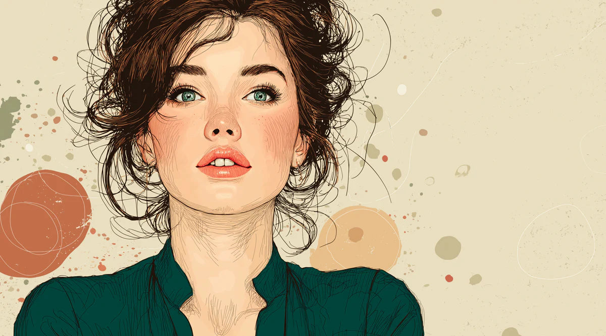 Chic Fashion Illustration Portrait Mural Wallpaper - room preview 04