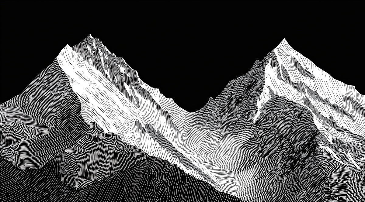 Minimalist Mountain Peaks Mural Wallpaper — Modern Ink Sketch Mural Wallpaper - room preview 04