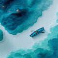 3D Topographic Ocean Mural Wallpaper — Paper Cut Style Nautical Art Mural Wallpaper - room preview 04