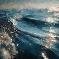 Turbulent Ocean Oil Painting Mural Wallpaper — Moody Sea Waves Mural Wallpaper - room preview 04
