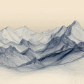 Minimalist Mountain Range Mural Wallpaper — Blue Line Art Landscape Mural Wallpaper - room preview 04