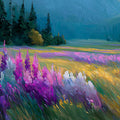 Purple Wildflower Meadow Mural Wallpaper — Impressionistic Landscape Mural Wallpaper - room preview 04