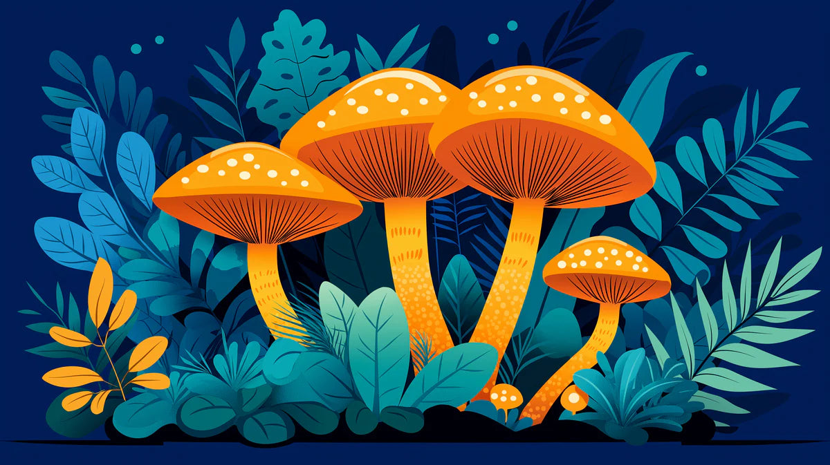 Bioluminescent Mushroom Mural Wallpaper — Whimsical Forest Fantasy Mural Wallpaper - room preview 04