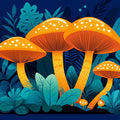 Bioluminescent Mushroom Mural Wallpaper — Whimsical Forest Fantasy Mural Wallpaper - room preview 04