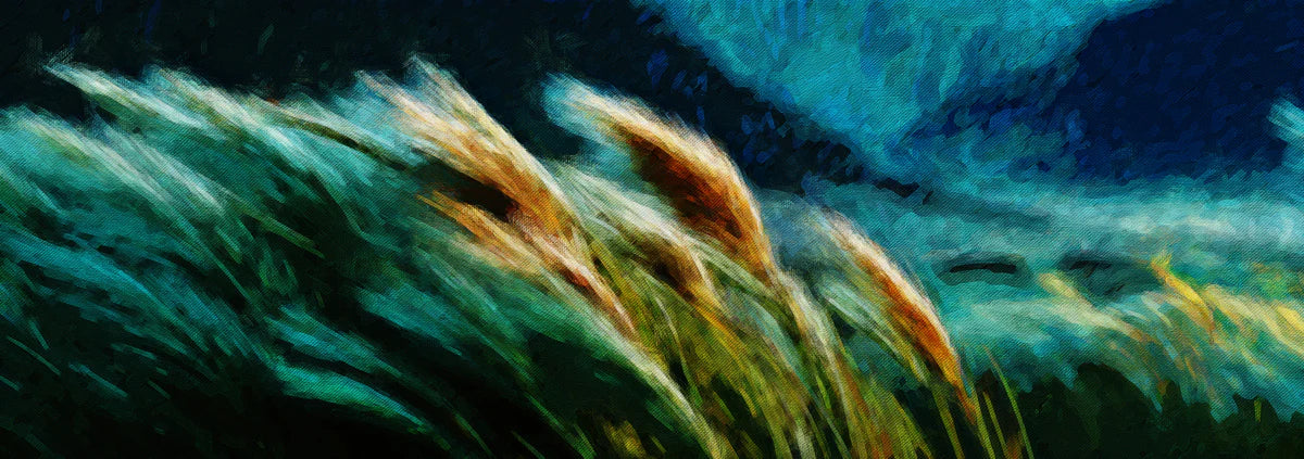 Windblown Meadow Mural Wallpaper — Moody Impressionist Oil Painting Mural Wallpaper - room preview 04