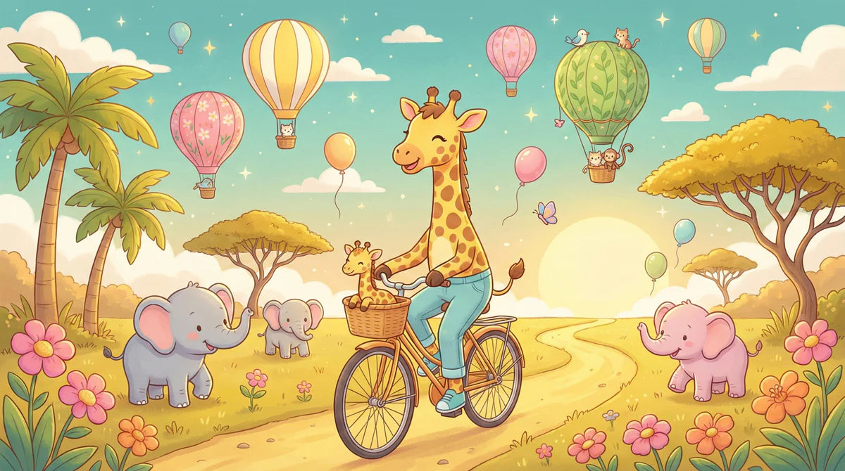 Giraffe and Friends Hot Air Balloon Mural Wallpaper - room preview 04