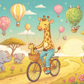 Giraffe and Friends Hot Air Balloon Mural Wallpaper - room preview 04