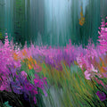 Wildflower Meadow Impressionist Mural Wallpaper - room preview 04