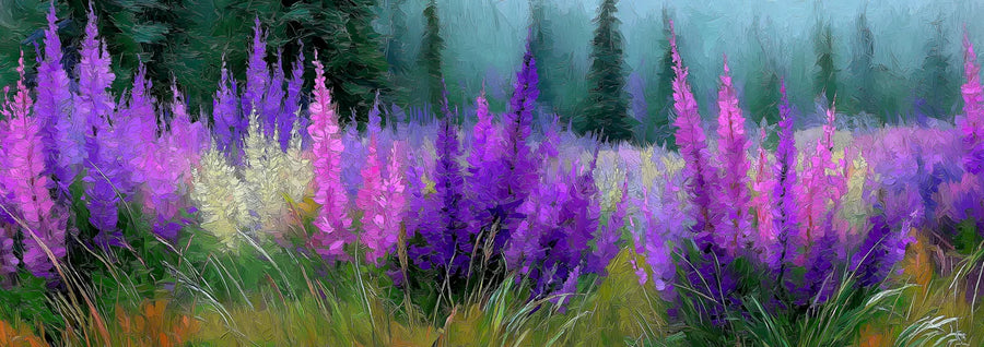 Impressionistische Wildblumenwiesen-Fototapete — Künstlerische Blumen-Fototapete printable artwork