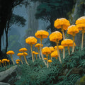 Glowing Forest Mushroom Mural Wallpaper — Whimsical Nature Art Mural Wallpaper - room preview 04