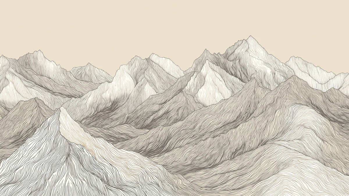 Minimalist Mountain Range Mural Wallpaper in Warm Beige Mural Wallpaper - room preview 04