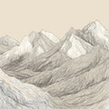Minimalist Mountain Range Mural Wallpaper in Warm Beige Mural Wallpaper - room preview 04