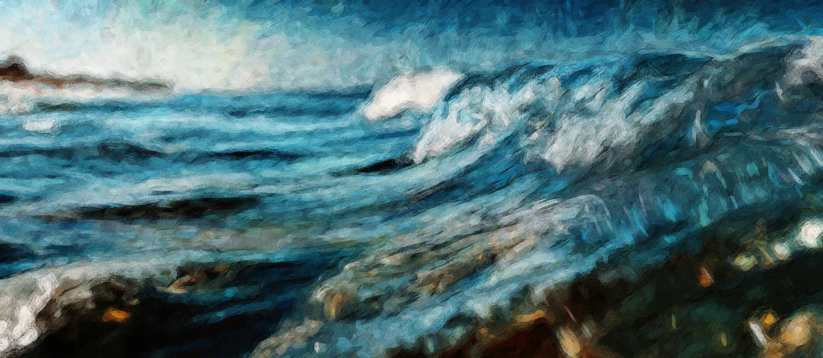 Impressionist Ocean Wave Mural Wallpaper — Artistic Coastal Art Mural Wallpaper - room preview 04