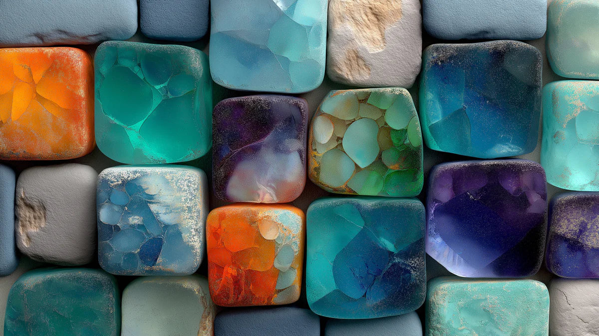 Vibrant Mosaic Tile Mural Wallpaper — Abstract Geometric Art Mural Wallpaper - room preview 04