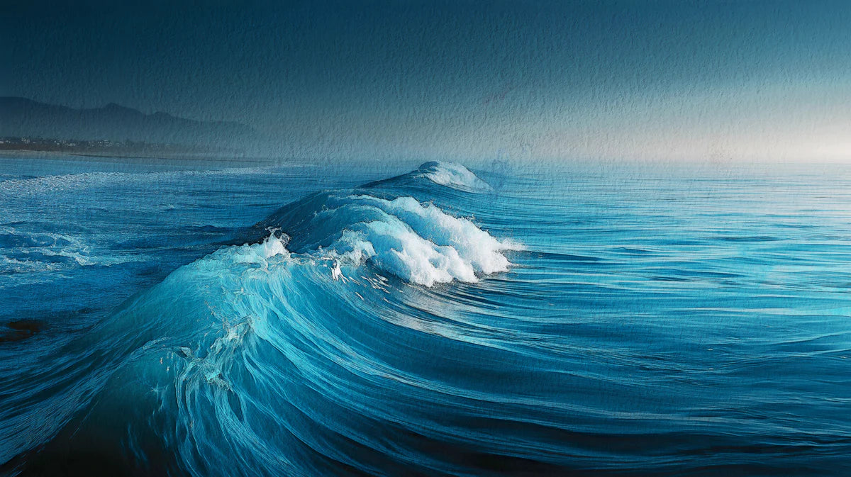 Ocean Wave Oil Painting Mural Wallpaper — Coastal Art Decor Mural Wallpaper - room preview 04