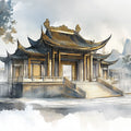 Traditional Chinese Palace Mural Wallpaper — Ink and Watercolor Art Mural Wallpaper - room preview 04