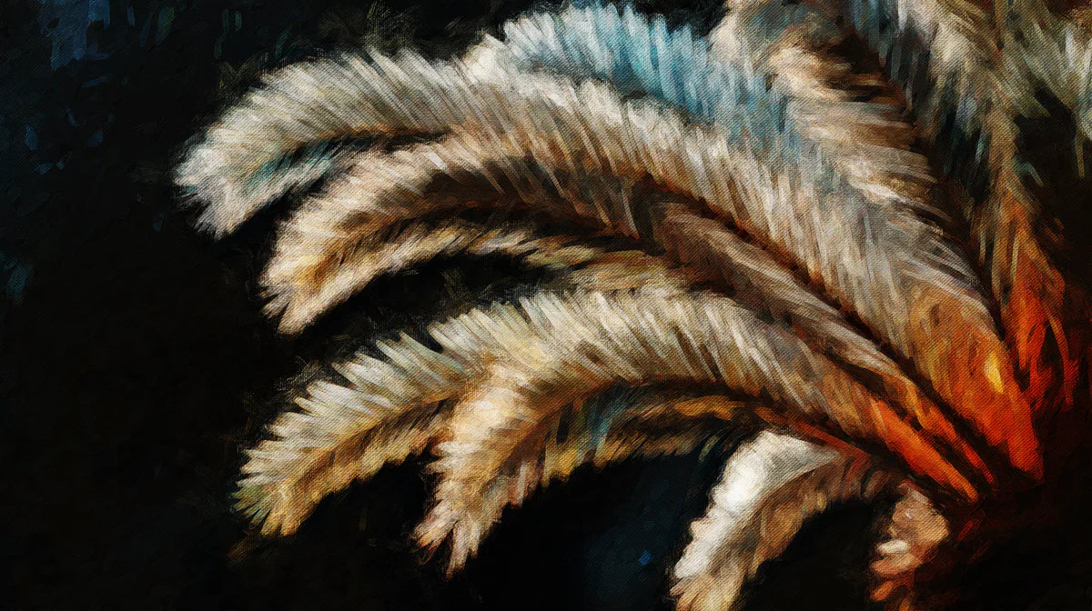 Macro Palm Leaf Mural Wallpaper — Moody Oil Painting Style Mural Wallpaper - room preview 04