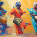 African Drummer Dancers Mural Wallpaper — Impressionist Oil Art Mural Wallpaper - room preview 04