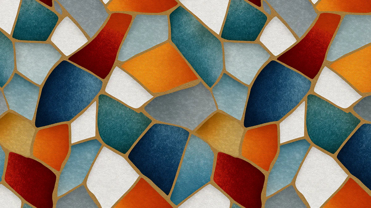 Abstract Mosaic Mural Wallpaper with Vibrant Color Blocks Mural Wallpaper - room preview 04