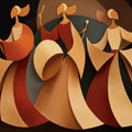 Abstract Paper Cut Dancer Mural Wallpaper in Warm Earth Tones Mural Wallpaper - room preview 04
