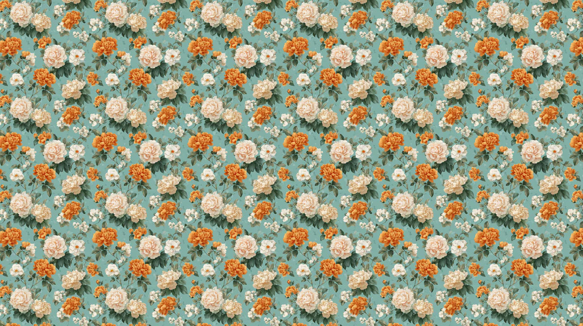 Vintage Peony Garden Mural Wallpaper — Retro Floral Bloom Mural Wallpaper - room preview 04