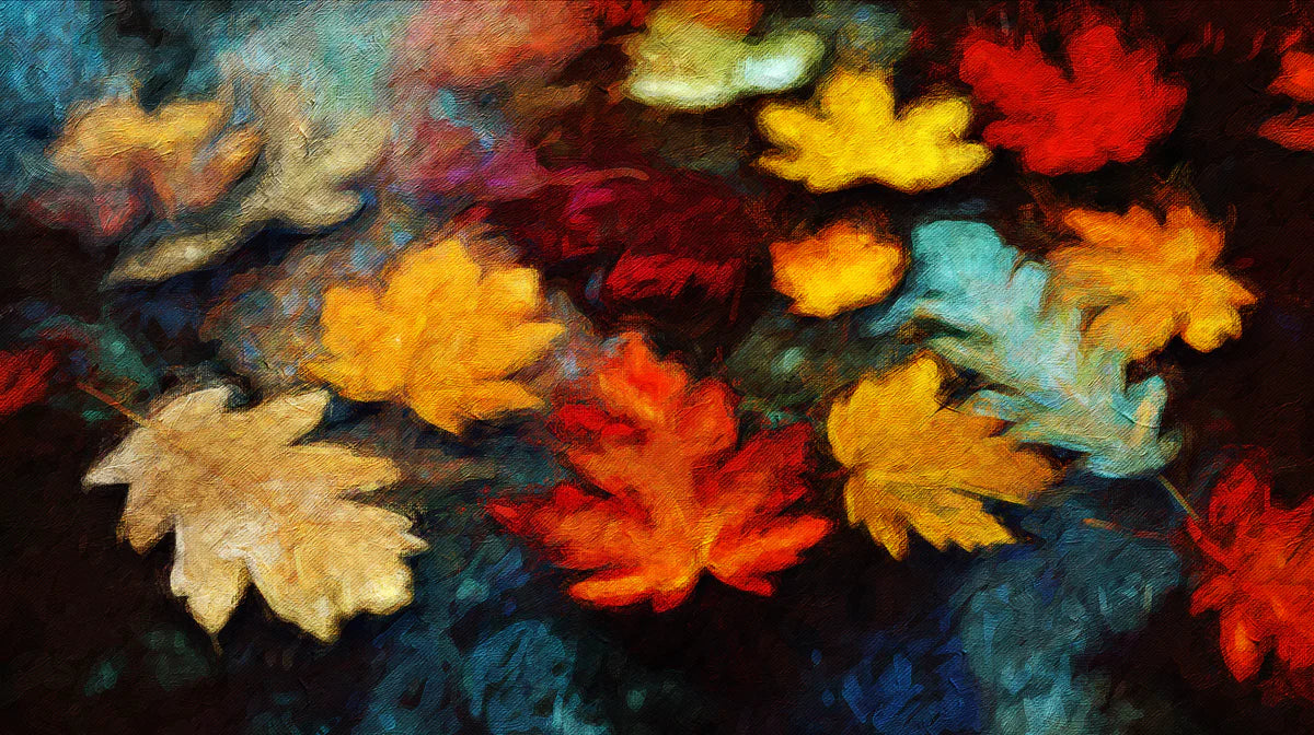 Autumn Leaves Oil Painting Mural Wallpaper — Impressionistic Art Mural Wallpaper - room preview 04
