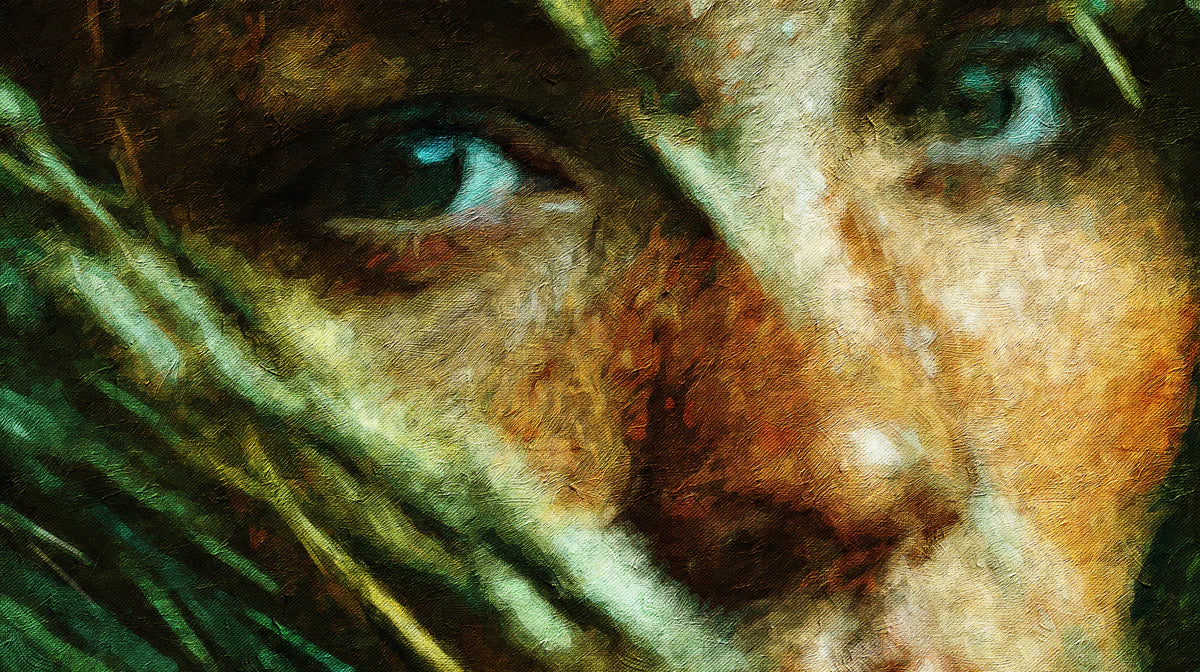 Intense Oil Portrait Mural Wallpaper — Moody Abstract Art Mural Wallpaper - room preview 04