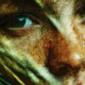 Intense Oil Portrait Mural Wallpaper — Moody Abstract Art Mural Wallpaper - room preview 04