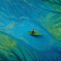 Aerial Leaf Vein and Boat Mural Wallpaper — Abstract Artistic Mural Wallpaper - room preview 04