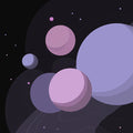 Cosmic Orbit Mural Wallpaper — Modern Lavender and Charcoal Space Mural Wallpaper - room preview 04