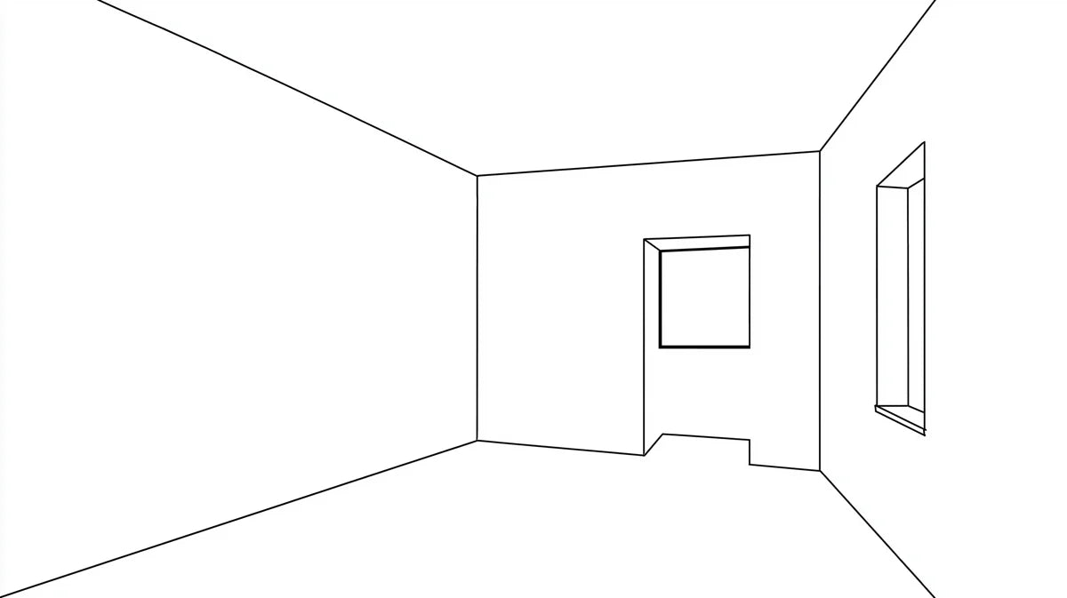 Architectural Perspective Mural Wallpaper — Minimalist Line Art Mural Wallpaper - room preview 04