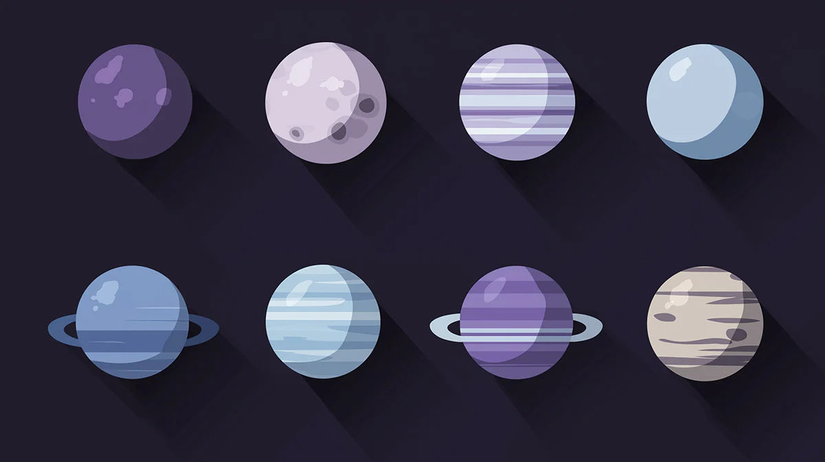 Solar System Planets Mural Wallpaper — Modern Vector Space Design Mural Wallpaper - room preview 04