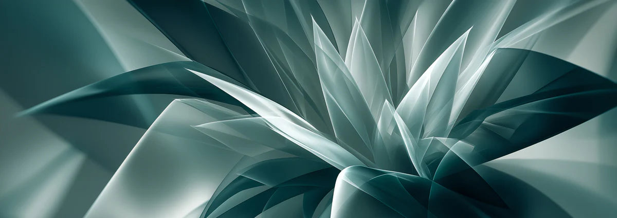 Crystalline Teal Botanical Mural Wallpaper — Modern Abstract Art Mural Wallpaper - room preview 04