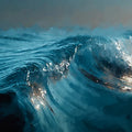 Crashing Ocean Wave Mural Wallpaper — Impressionistic Marine Art Mural Wallpaper - room preview 04