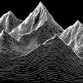 Topographic Mountain Line Art Mural Wallpaper — Monochrome Graphic Mural Wallpaper - room preview 04