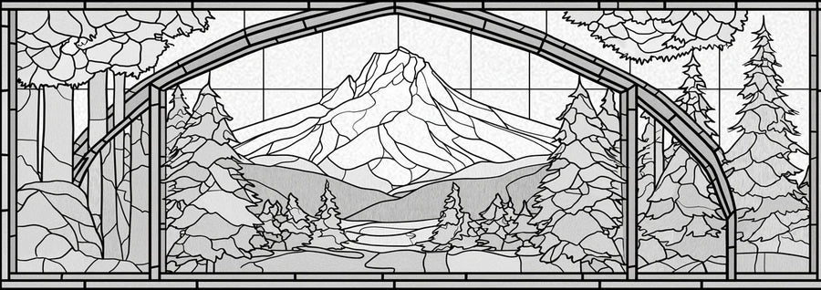Mountain Wallpaper Mural – Alpine Wall Mural – Stained Glass Mountain —Monochrome Geometric Art printable artwork