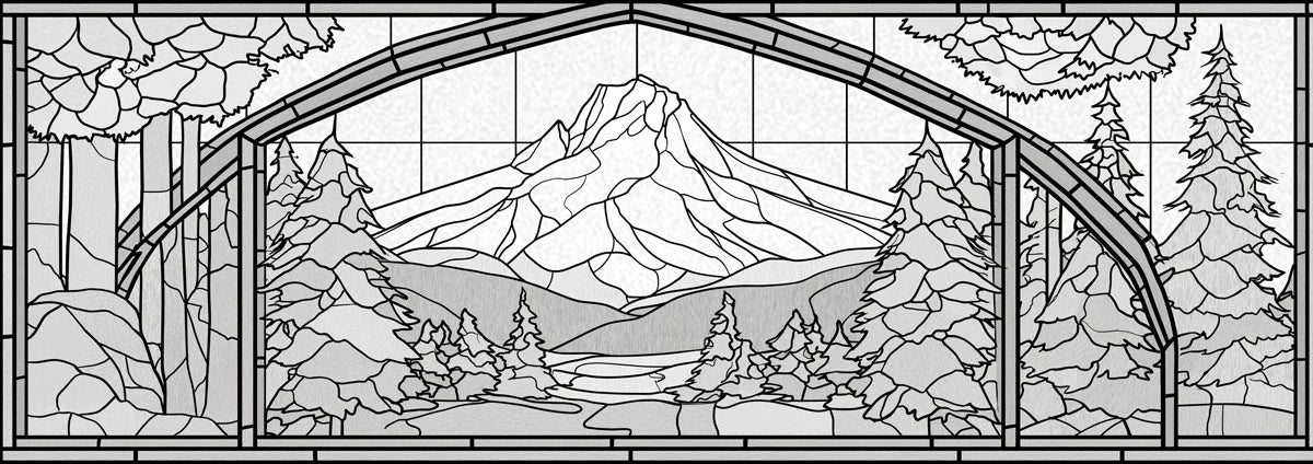 Stained Glass Mountain Mural Wallpaper —Monochrome Geometric Art Mural Wallpaper - room preview 04