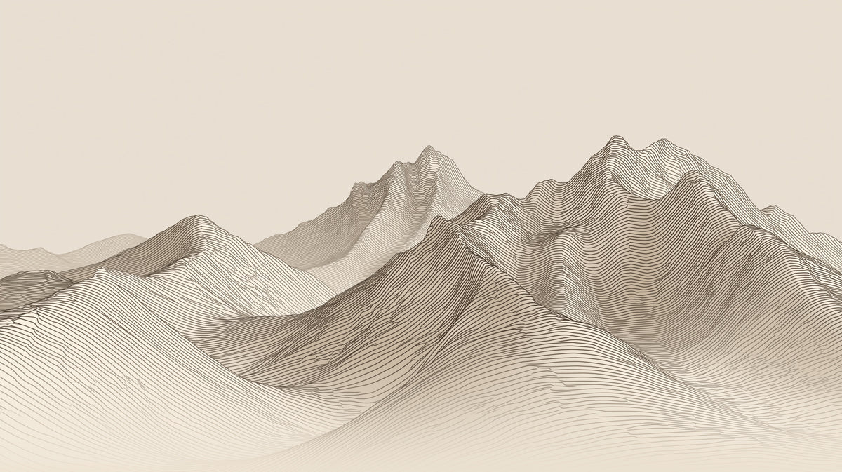 Topographical Mountain Line Art Mural — Neutral Minimalist Design Mural Wallpaper - room preview 04