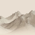 Topographical Mountain Line Art Mural — Neutral Minimalist Design Mural Wallpaper - room preview 04