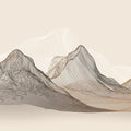 Topographic Mountain Line Art Mural Wallpaper — Beige Minimalist Mural Wallpaper - room preview 04