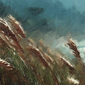 Wind Swept Pampas Grass Mural Wallpaper — Impressionistic Coastal Art Mural Wallpaper - room preview 04