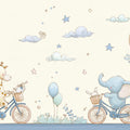 Safari Friends Bicycle Adventure Mural Wallpaper — Whimsical Decor Mural Wallpaper - room preview 04