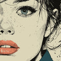 Minimalist Female Portrait Mural Wallpaper in Ink Sketch Style Mural Wallpaper - room preview 04