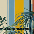 Modern Palm Geometric Mural Wallpaper — Mid-Century Botanical Art Mural Wallpaper - room preview 04